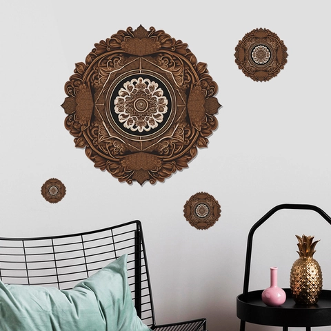 Creativi Adesivi da Parete in PVC Mandala Stile Etnico Bohémien Decorazione Parete Autoadesiva Soggiorno Camera da Letto