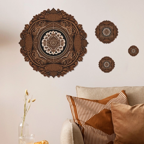 Creativi Adesivi da Parete in PVC Mandala Stile Etnico Bohémien Decorazione Parete Autoadesiva Soggiorno Camera da Letto