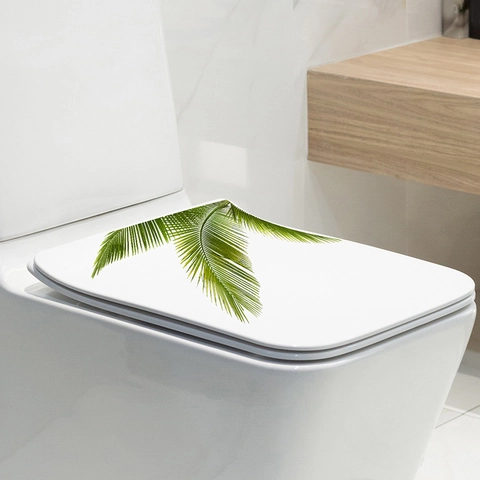 Adesivo per Sedile WC Foglia di Monstera Impermeabile Pianta Verde PVC Adesivo Murale per Bagno Gabinetto Decorazione Moderno
