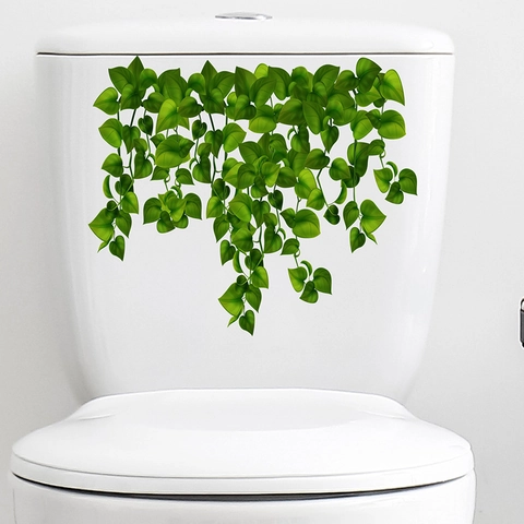 Pegatina para Inodoro de Vides de Plantas Verdes Impermeable Hojas Vinilo de Pared para Baño Decoración Hogar Moderno PVC DIY Mural