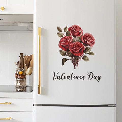Valentinstag Romantisch Rote Rose Wandtattoo PVC Abnehmbar Blume Aufkleber Für Schlafzimmer Wohnzimmer Haus Dekoration