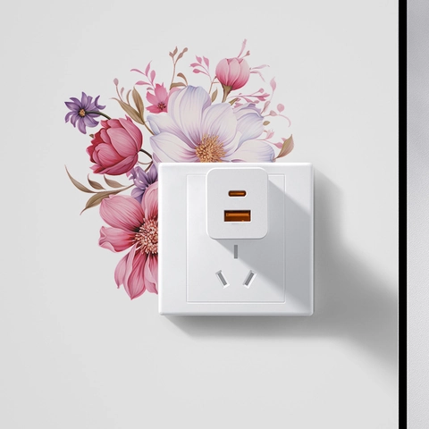 Watercolor Flower Switch Sticker PVC Self Adhesive Wall Decal For Bedroom Living Room Home Decoration Floral Wall Art