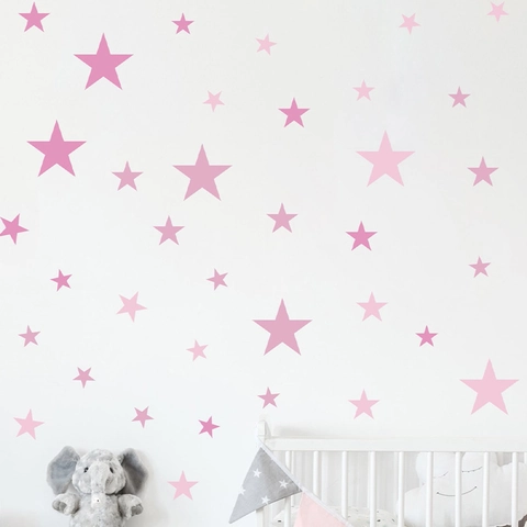 Adesivi Murali Stelle Rosa Per Cameretta Bambini PVC Autoadesivo Pentagramma Pattern Decalcomanie Da Muro Arredo Casa Soggiorno Camera Da Letto
