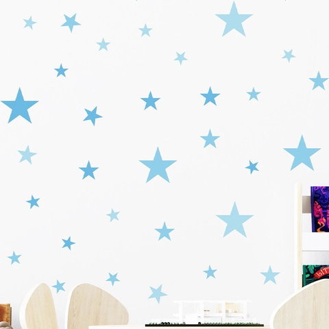 Adesivi Murali a Stella Blu in PVC Decalcomanie da Muro Cielo Stellato per Cameretta dei Bambini Soggiorno Decorazione Casa Rimovibile Fai da Te
