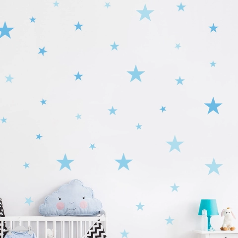 Adesivi Murali a Stella Blu in PVC Decalcomanie da Muro Cielo Stellato per Cameretta dei Bambini Soggiorno Decorazione Casa Rimovibile Fai da Te