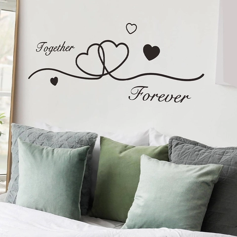 Together Forever Corazón Vinilo de Pared Removible PVC Romántico Letras Mural Para Dormitorio Sala de Estar Decoración Hogar