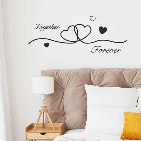 Together Forever Corazón Vinilo de Pared Removible PVC Romántico Letras Mural Para Dormitorio Sala de Estar Decoración Hogar