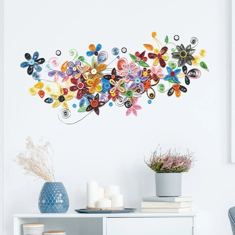 Adesivo da Parete in PVC Creativo con Fiori d'Arte Moderno Decalcomania Rimovibile Fai-da-te per Soggiorno Camera da Letto Casa