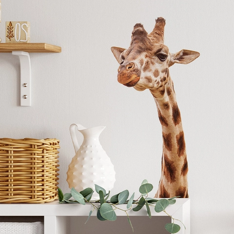Realistischer Giraffe Kopf Wandtattoo Cartoon PVC Selbstklebend Wandbild Aufkleber Für Kinderzimmer Babyzimmer Home Dekoration