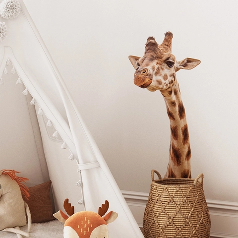 Realistischer Giraffe Kopf Wandtattoo Cartoon PVC Selbstklebend Wandbild Aufkleber Für Kinderzimmer Babyzimmer Home Dekoration