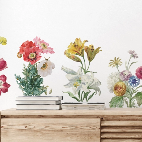 Aquarell Blumen Wandaufkleber Botanische Grüne Pflanze PVC Dekore Für Schlafzimmer Wohnzimmer Abnehmbare Blumen Dekoration