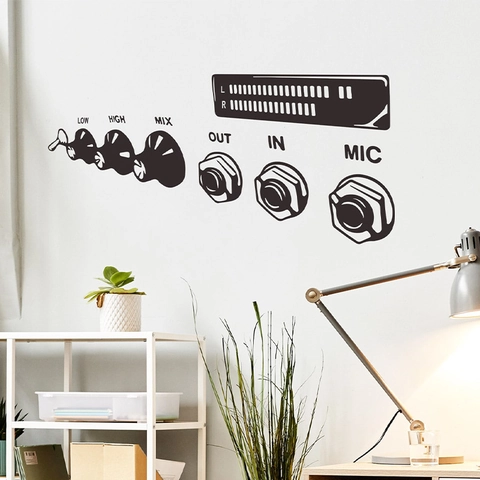 Audio Mixer Console Wall Sticker Black PVC DIY Music Studio Decor Self Adhesive Level Meter Decal For Home Office Studio