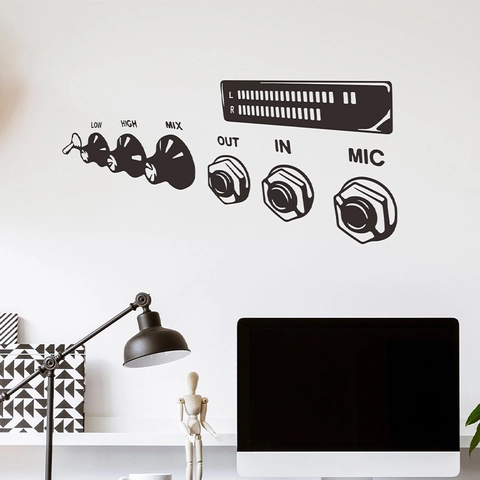 Audio Mixer Console Wall Sticker Black PVC DIY Music Studio Decor Self Adhesive Level Meter Decal For Home Office Studio