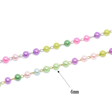 DIY Jewelry Making Colored Faux Artificial Pearl Beads Copper Clad Iron Chain For Necklace Bracelet Handicraft Material Accessory