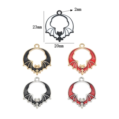 Halloween Vleermuis Hanger Emaille Gothisch Legering Charme Voor DIY Sieraden Maken Ketting Accessoires Antiek Zilver KC Goud Druppelolie Charms