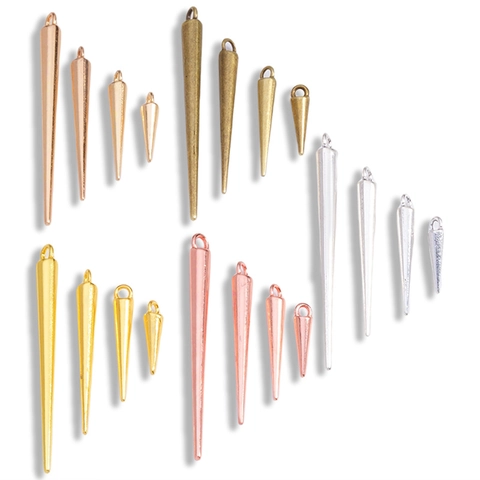 Gothic Punk Zinc Alloy Cone Spike Pendants DIY Jewelry Making Accessories Antique Silver Gold Bronze Charms For Necklace Bracelet