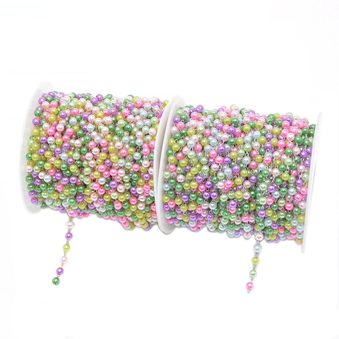 DIY Jewelry Making Colored Faux Artificial Pearl Beads Copper Clad Iron Chain For Necklace Bracelet Handicraft Material Accessory