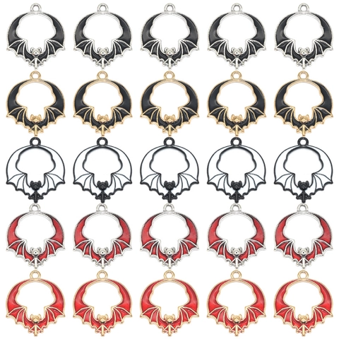 Halloween Vleermuis Hanger Emaille Gothisch Legering Charme Voor DIY Sieraden Maken Ketting Accessoires Antiek Zilver KC Goud Druppelolie Charms