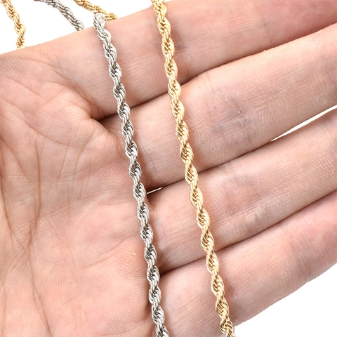 Υλικό Κατασκευής Κοσμημάτων DIY 3.0mm Σιδερένια Στριφτή Αλυσίδα Σχοινιού Με Γαλβανισμό Κενού Για Κολιέ Βραχιόλι Χρυσό Ασημί