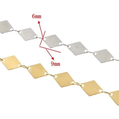 Geometric Rhombus Copper Piece Chain For DIY Jewelry Making Tassel Clothing Decoration Gold Silver Plated Accessories