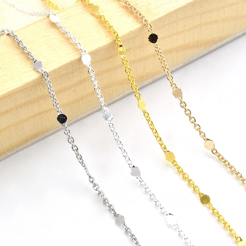 DIY Pure Copper Sequin Chain Gold Silver Plated Color Retention Dot Link Chain For Necklace Bracelet Jewelry Making Accessories