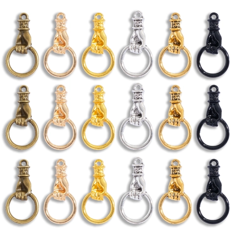 Vintage Zinc Alloy Hand Clutching Ring Pendants For DIY Jewelry Making Necklace Earring Retro Hand Gesture Metal Charms