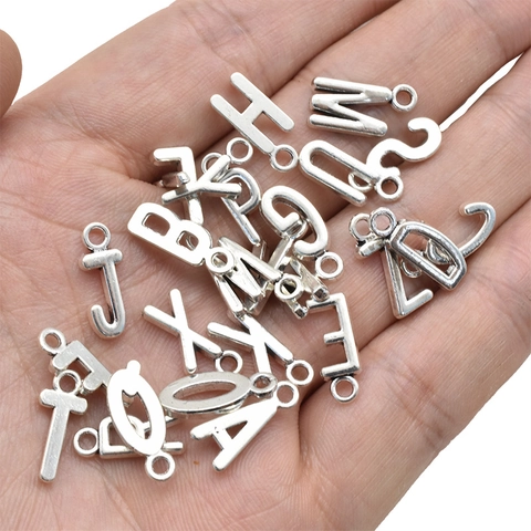 DIY Retro Alloy English Alphabet Letter Pendants Metal A-Z Charms For Jewelry Making Necklaces Bracelets Accessories