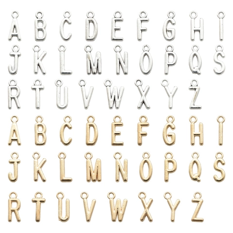 DIY Retro Alloy English Alphabet Letter Pendants Metal A-Z Charms For Jewelry Making Necklaces Bracelets Accessories