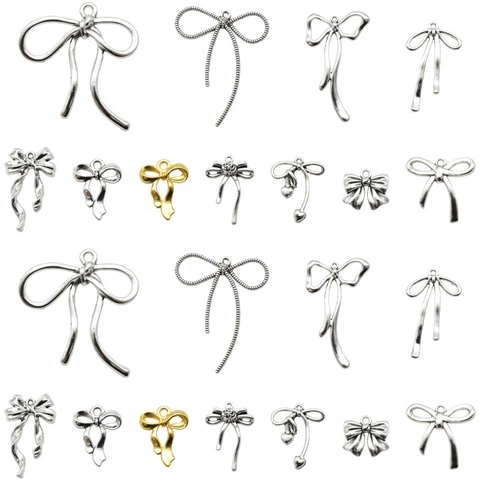 Vintage Legering Strik Hanger DIY Sieraden Accessoires Antiek Zilver Goud Strikje Bedeltjes Voor Ketting Armband