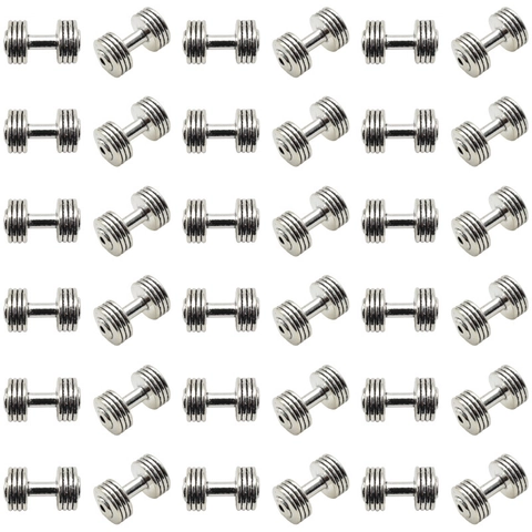 Antique Silver Dumbbell Pendant Zinc Alloy Mini Fitness Equipment Charm For DIY Necklace Bracelet Earrings Jewelry Making Findings