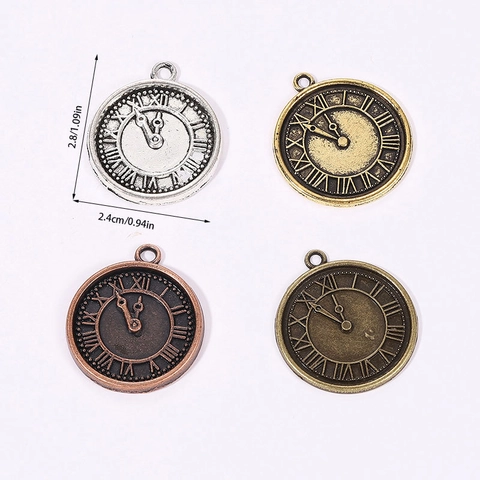 Vintage Steampunk Klok Bedeltjes Legering Romeinse Cijfers Hanger Antiek Brons Zilver Goud DIY Sieraden Maken Accessoires