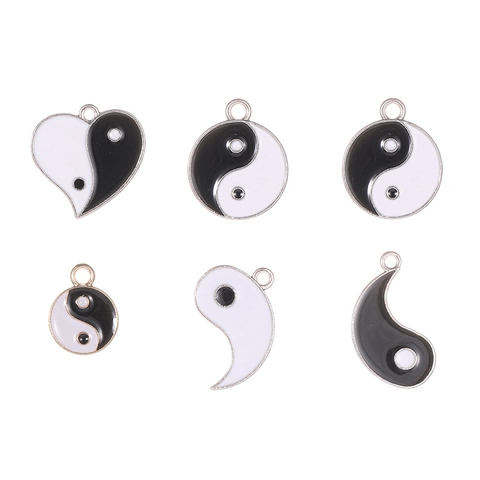 Chinese Style Yin Yang Tai Chi Bagua Pendant Alloy Enamel Charm For DIY Necklace Bracelet Jewelry Making Accessories