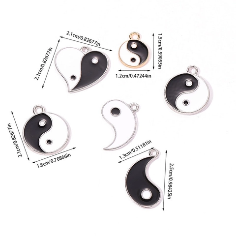 Chinese Style Yin Yang Tai Chi Bagua Pendant Alloy Enamel Charm For DIY Necklace Bracelet Jewelry Making Accessories