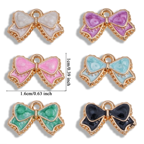 Vintage Alloy Enamel Bowknot Flower Charms DIY Jewelry Making Pendants For Earrings Necklace Bracelet Women Jewelry Accessories