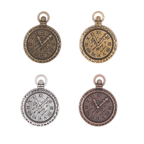 Vintage Steampunk Alloy Clock Gear Pendant For DIY Necklace Jewelry Making Antique Bronze Silver Roman Numeral Charms