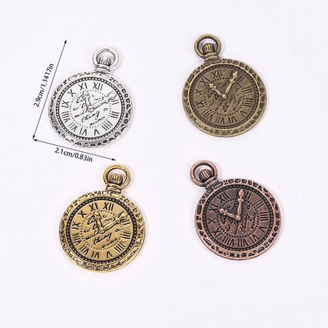 Vintage Steampunk Alloy Clock Gear Pendant For DIY Necklace Jewelry Making Antique Bronze Silver Roman Numeral Charms