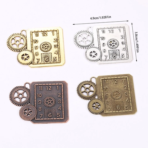 Pendentif Horloge Steampunk Vintage en Alliage Avec Engrenages pour Fabrication de Colliers Porte-Clés Bijoux Style Industriel