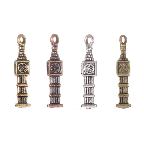 Retro Alloy Big Ben Clock Tower Pendants Punk Style DIY Jewelry Accessories For Necklace Keychain Making Antique Finish Pendants