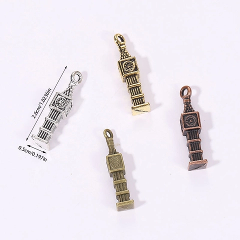Retro Alloy Big Ben Clock Tower Pendants Punk Style DIY Jewelry Accessories For Necklace Keychain Making Antique Finish Pendants