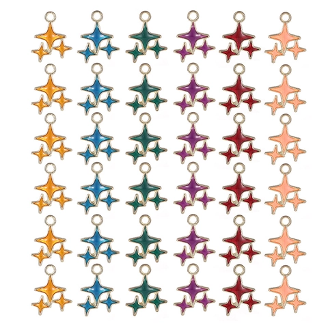 Alloy Star Pendant Charms Multi-color Drip Oil Enamel Triple Star Jewelry Making Accessory For DIY Earrings Keychains Women
