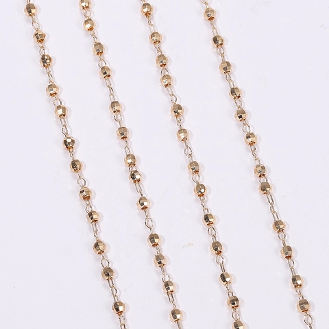 Catena di Perline in Rame Rotonde Sfaccettate per la Creazione di Gioielli DIY Perline Disco Laser in Oro Galvanico