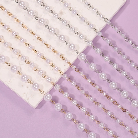 Künstliche Perle Dekorative Kette Mit Metallglied Für DIY Schmuckherstellung Zubehör Handgefertigte Kleidung Dekokette
