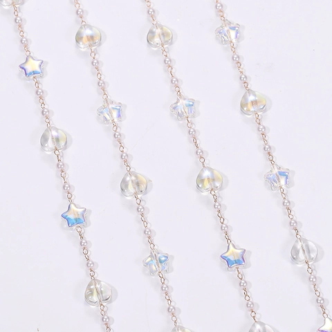 Diy Jewelry Chain Gold Plated Metal Chain With Artificial Pearl Acrylic Star Heart Charms For Necklace Bracelet Making Accessory