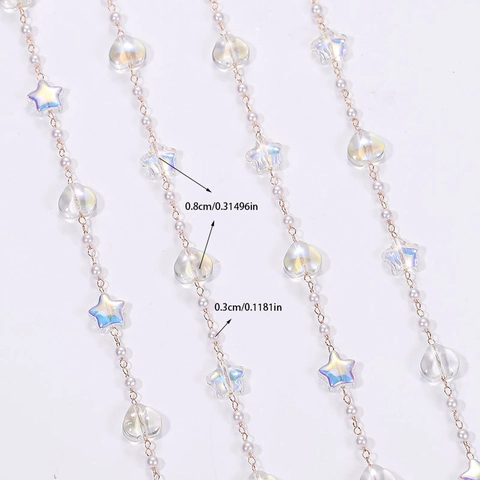 Diy Jewelry Chain Gold Plated Metal Chain With Artificial Pearl Acrylic Star Heart Charms For Necklace Bracelet Making Accessory