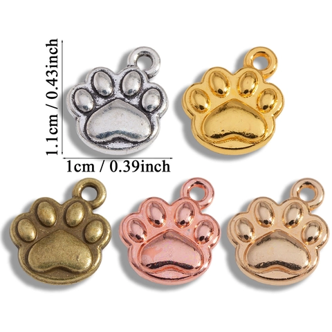 Ciondoli in Lega con Impronta di Zampa per Fai da Te Creazione Gioielli Argento Antico Oro Impronta di Cane Gatto per Collana Bracciale
