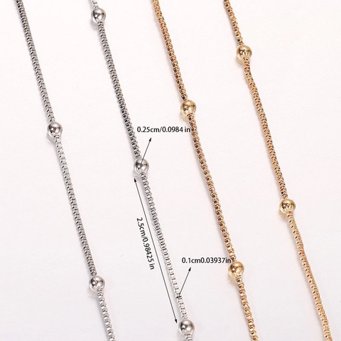 Copper Box Chain With Round Beads Jewelry Making Accessories Gold Silver Plated Metal Chain For Necklace Clothes Decoration