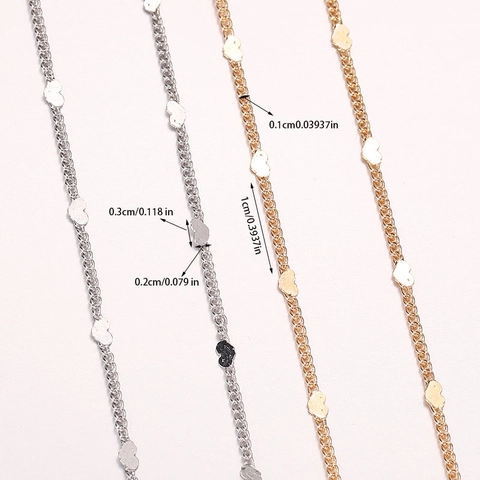 Copper Heart Link Chain Electroplated DIY Jewelry Making Accessory For Necklace Bracelet Clothing Decoration Metal Craft