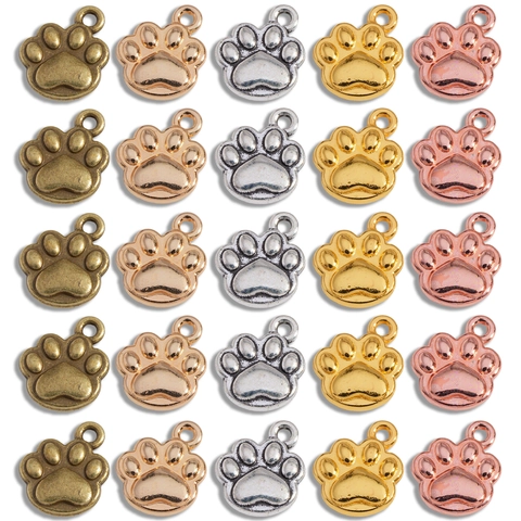 Ciondoli in Lega con Impronta di Zampa per Fai da Te Creazione Gioielli Argento Antico Oro Impronta di Cane Gatto per Collana Bracciale