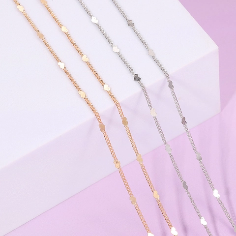 Copper Heart Link Chain Electroplated DIY Jewelry Making Accessory For Necklace Bracelet Clothing Decoration Metal Craft