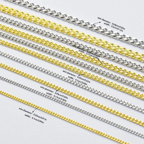 Chaîne à Maille Gourmette en Acier Inoxydable 304 pour la Fabrication de Bijoux DIY Chaîne à Maillons Plats Polis Accessoires Collier Bracelet